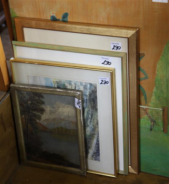 Mixed lot of oils, watercolours etc